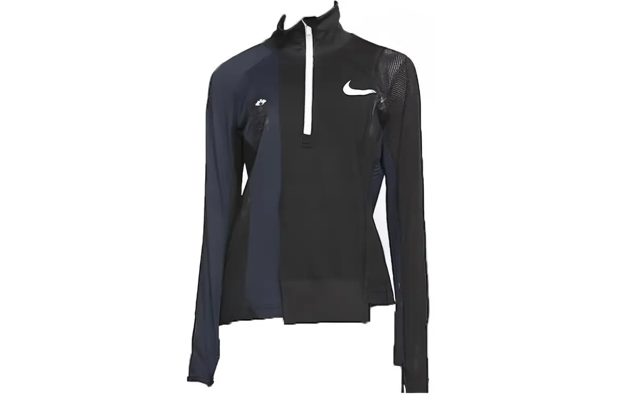 Nike X Sacai Women's Half Zip Running Jacket Black/Dark Obsidian