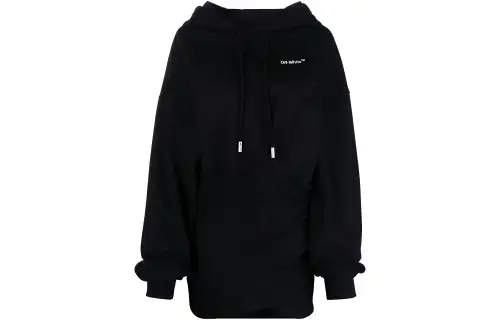 OFF-WHITE logo-embroidered cotton hoodie