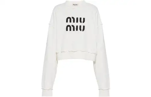 【Previous Season】logo-embroidered distressed cotton sweatshirt