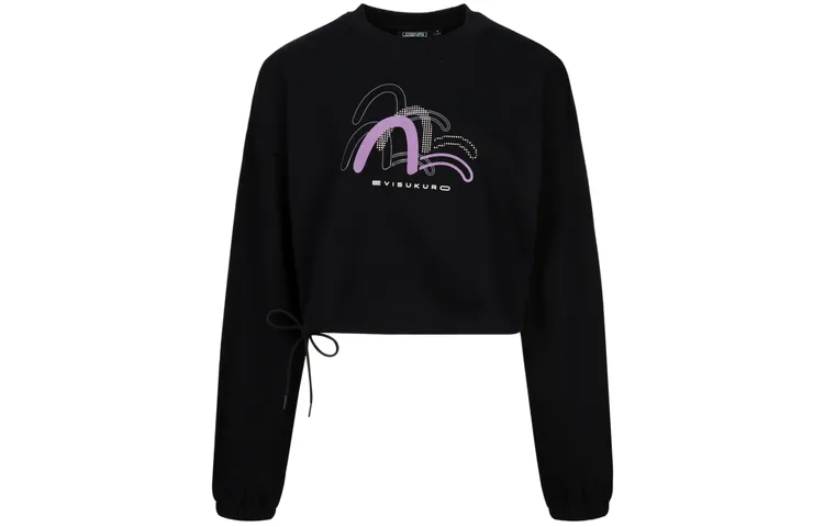EVISU Sweatshirts Women's Black Crew Neck Moderate Regular