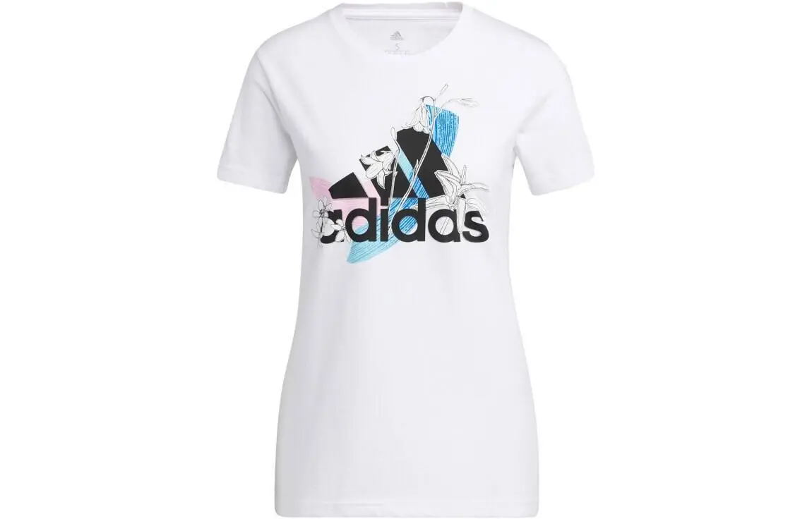 Adidas T-Shirts Women's White Crew Neck Moderate Straight Fit