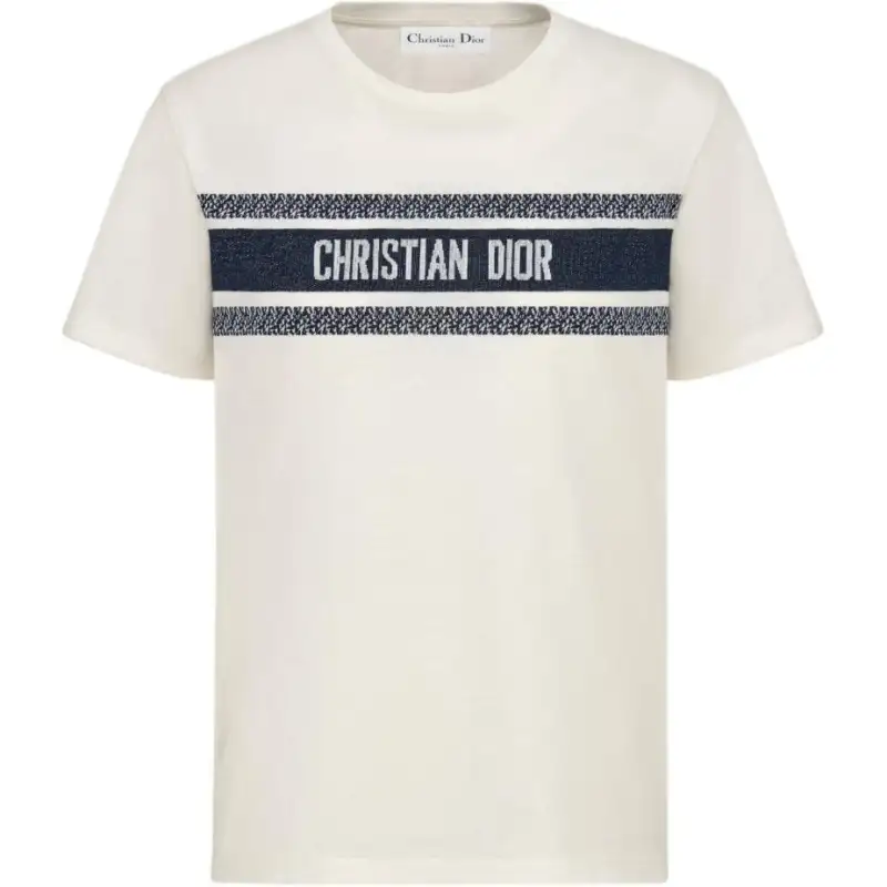 DIOR T Shirts Women's White Crew Neck Moderate Straight Fit