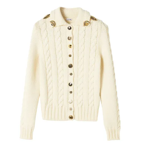 LOEWE Knitwear Women's White Lapel Moderate