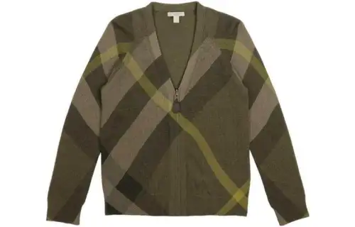 Burberry Knitwear Women's Green V Neck Moderate Cardigan