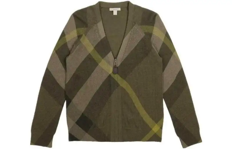 Burberry Knitwear Women's Green V Neck Moderate Cardigan