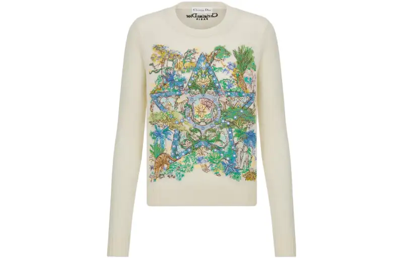DIOR Sweatshirts Women's Ecru Crew Neck Moderate Regular
