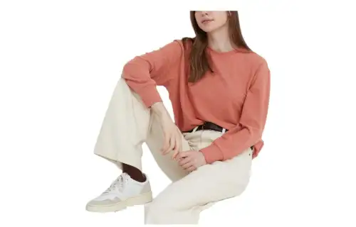 UNIQLO Knitwear Women's Light Orange Crew Neck Moderate Other
