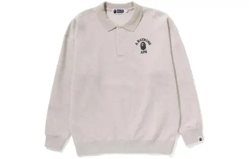 Bape Women's College L/S Polo Shirt Navy