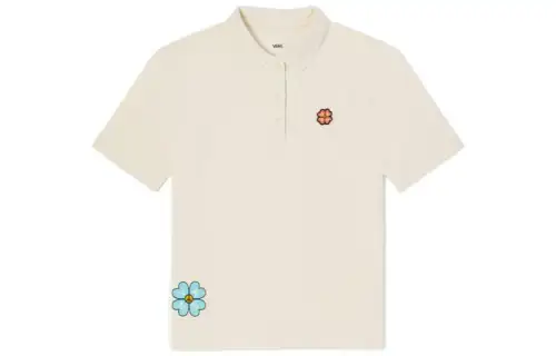 Vans Polo Shirts Women's Ecru Polo Collar Moderate Straight Fit