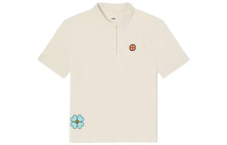 Vans Polo Shirts Women's Ecru Polo Collar Moderate Straight Fit