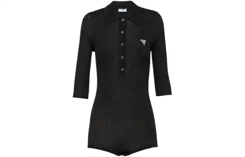 PRADA Bodysuits Women's Black Lapel