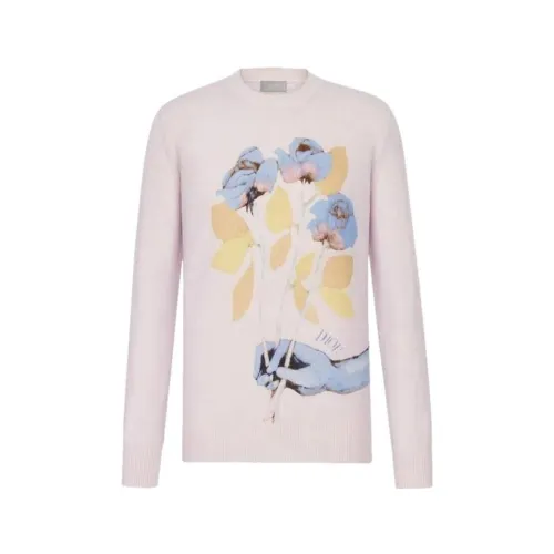 DIOR T Shirts Women's Pink Crew Neck Moderate Straight Fit