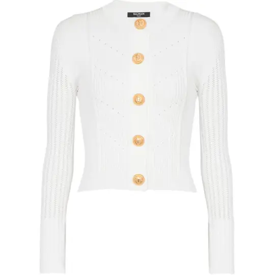 BALMAIN Cropped Knit Cardigan