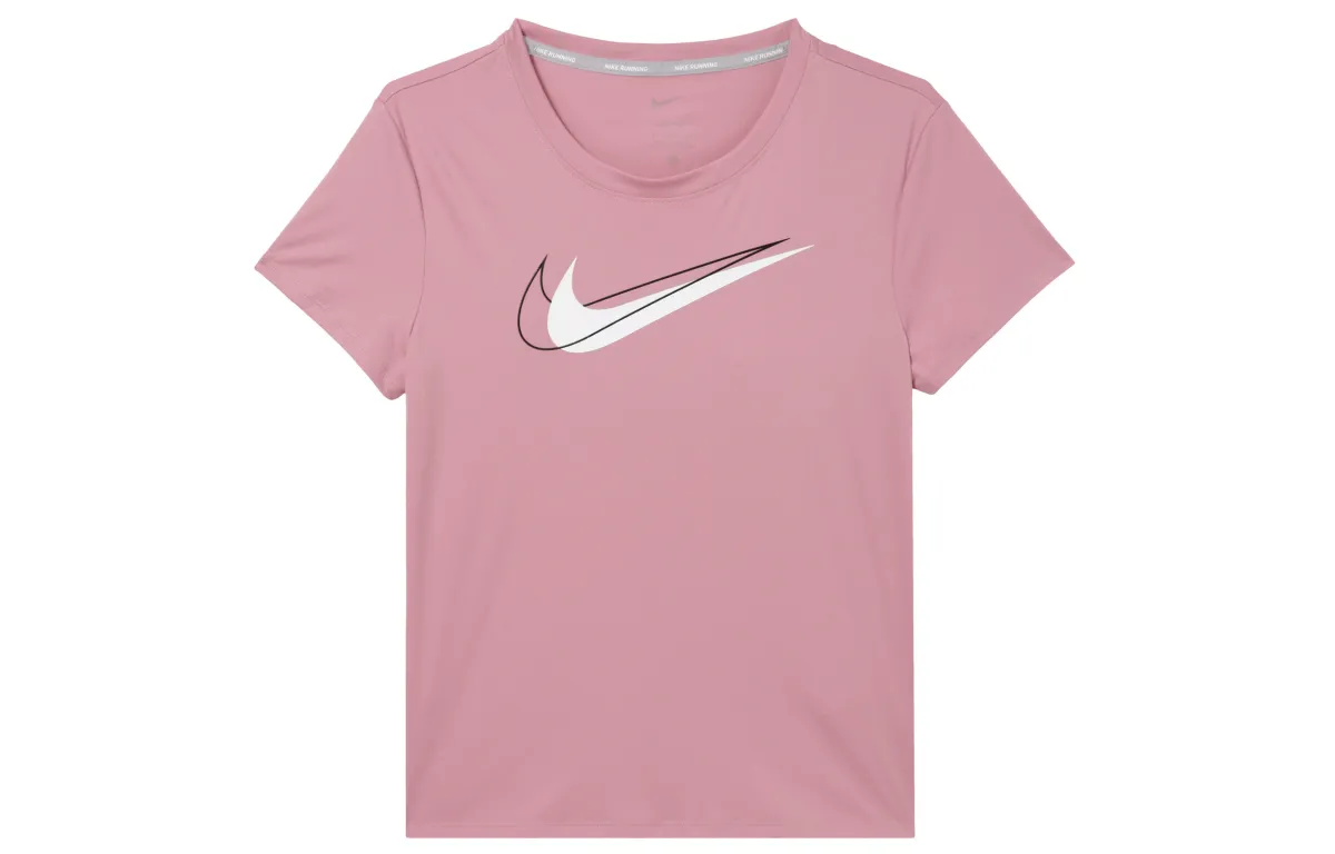 Nike T-Shirts Women's Pink Crew Neck Moderate Straight Fit