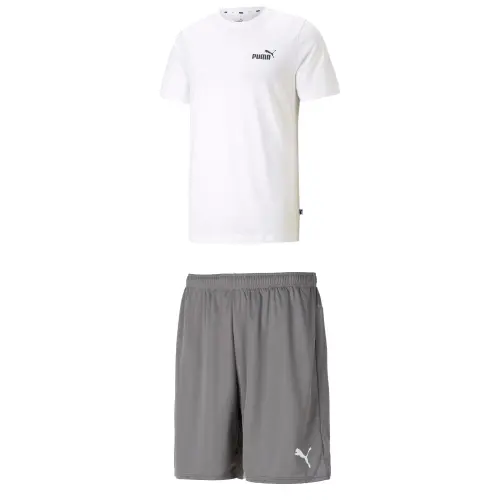 PUMA Casual Sportswear Men's White+Gray Crew Neck Moderate
