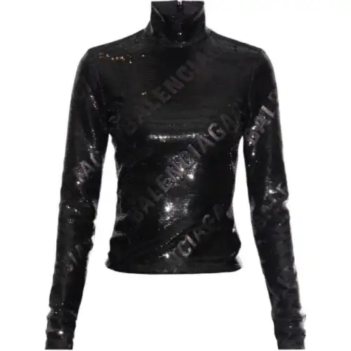 Balenciaga Sequin Embellished High Neck Top