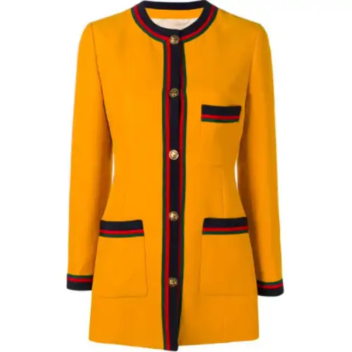 GUCCI Jackets Women's Yellow Crew Neck Moderate Other