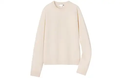 UNIQLO Cashmere Sweaters Women's Ecru Crew Neck Moderate