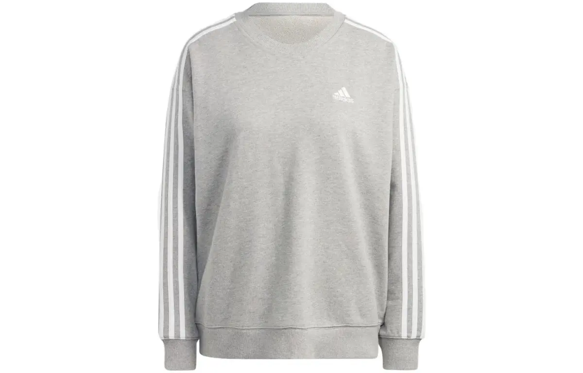 Adidas Women's Essentials 3 Stripes Sweatshirt Medium Grey Heather/White