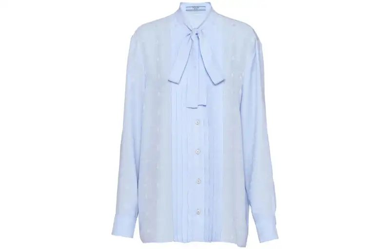 Prada jacquard crepe-de-chine blouse