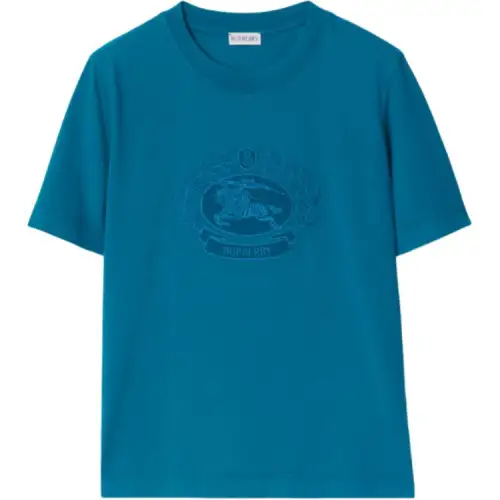 Burberry T Shirts Women's Blue Crew Neck Moderate Straight Fit