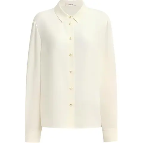 COACH Shirts Women's White Lapel Moderate Straight Fit