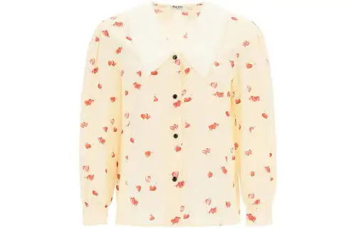 MIU MIU Shirts Women's Apricot Stand Collar Moderate Other