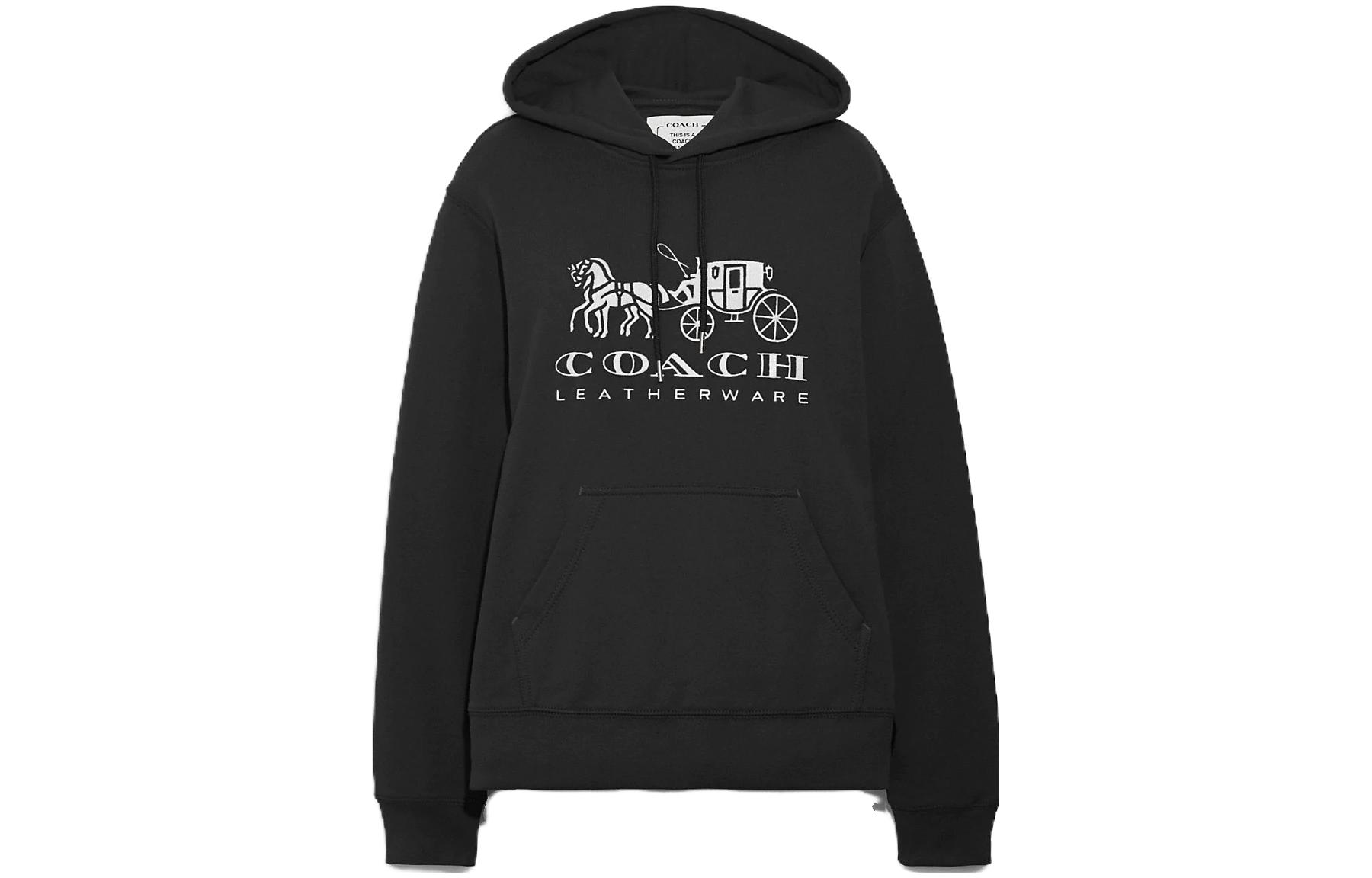 COACH Coach FW22 Forever Series Solid Color Logo Carriage Pattern Printed Hooded Sweatshirt Women's