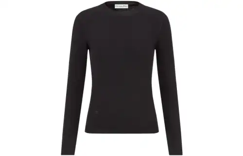 DIOR Cashmere Sweaters Women's Black Crew Neck Moderate