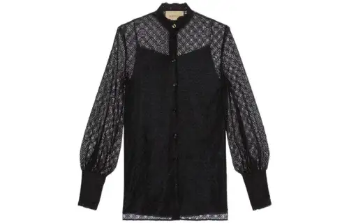 Gg geometric lace puff-sleeve shirt