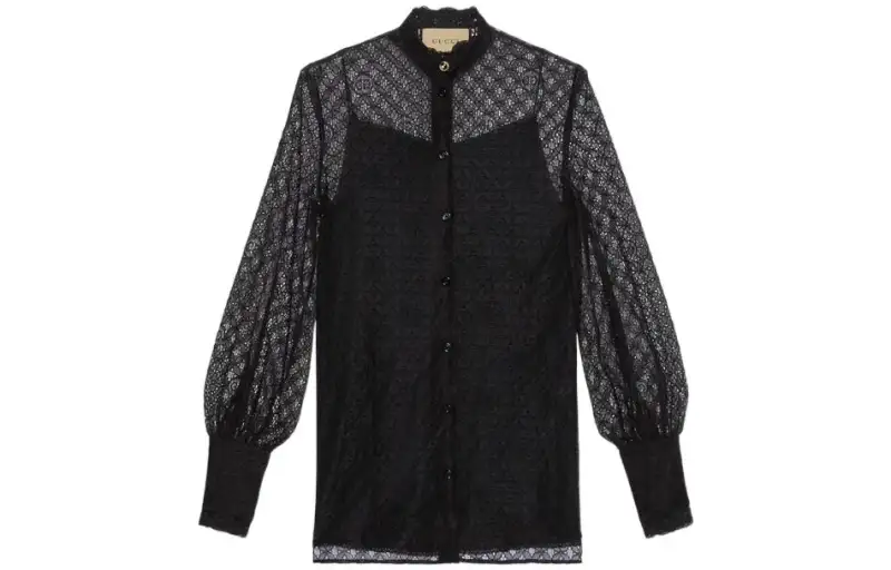 Gg geometric lace puff-sleeve shirt