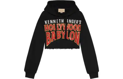 GUCCI Hollywood Babylon Cropped Hoodie Black