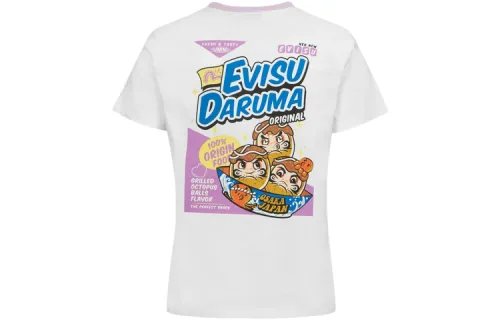 EVISU T Shirts Women's White Crew Neck Moderate Nipped In Waist