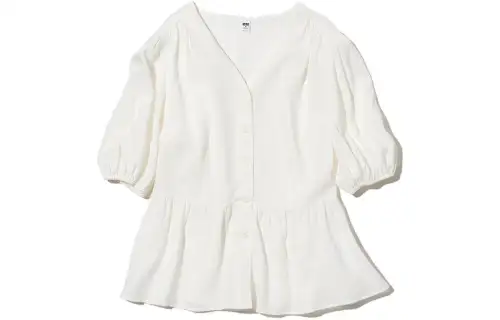 UNIQLO Shirts Women's Ivory V Neck Moderate Shirt
