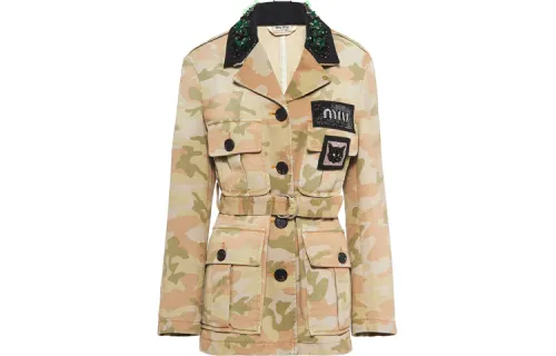 MIU MIU Jackets Women's Khaki Lapel Moderate Other