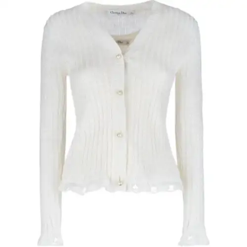 DIOR Knitwear Women's White V Neck Moderate Other