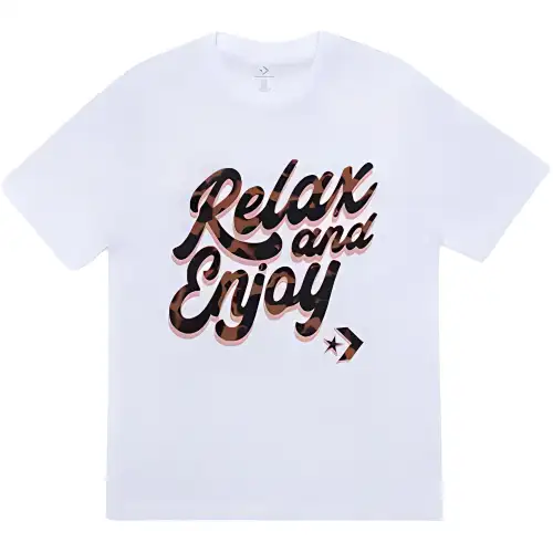 Converse T Shirts Women's White Crew Neck Moderate Straight Fit