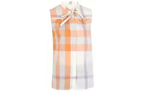 Burberry T Shirts Women's Orange Polo Collar Thin Straight Fit