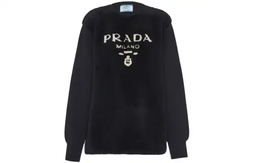 PRADA Logo Intarsia Crewneck Sweater