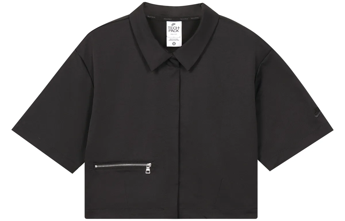 Nike Shirts Women's Black Lapel Moderate Straight Fit