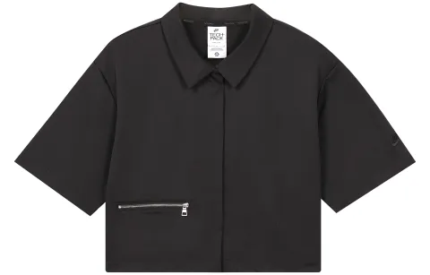 Nike Shirts Women's Black Lapel Moderate Straight Fit