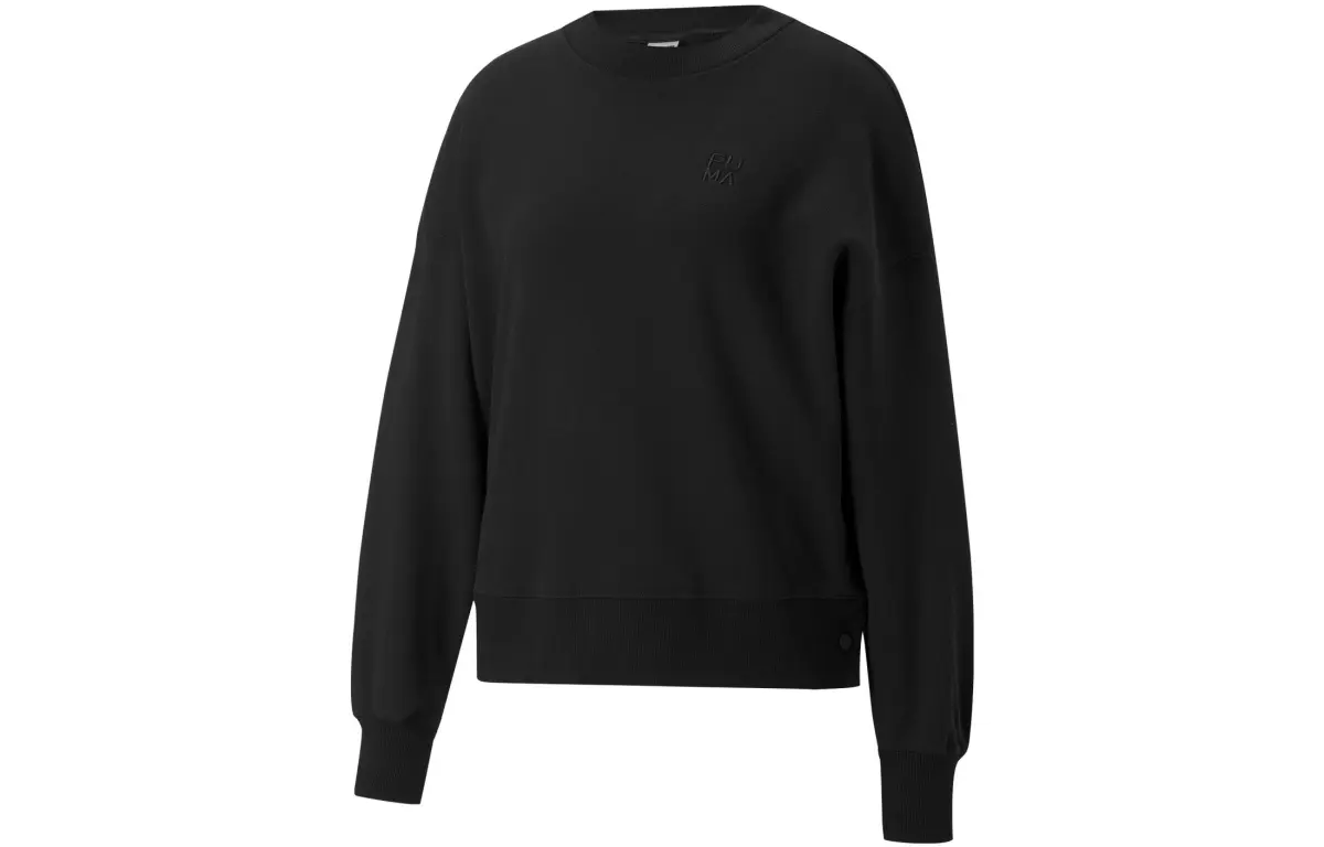 PUMA Sweatshirts Women's Black Crew Neck Moderate Regular