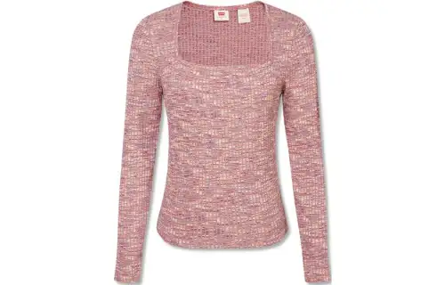 Levis Knitwear Women's Red Square Collar Moderate Other