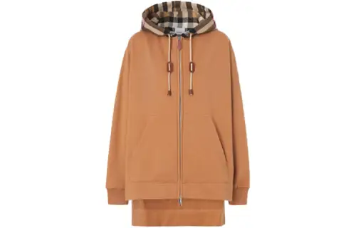 Burberry FW21 Cotton Loose Fit Check Hooded Jacket Brown
