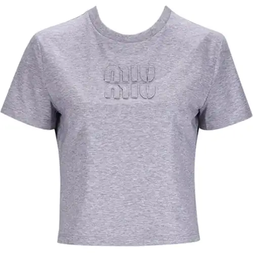MIU MIU T Shirts Women's Gray Crew Neck Moderate