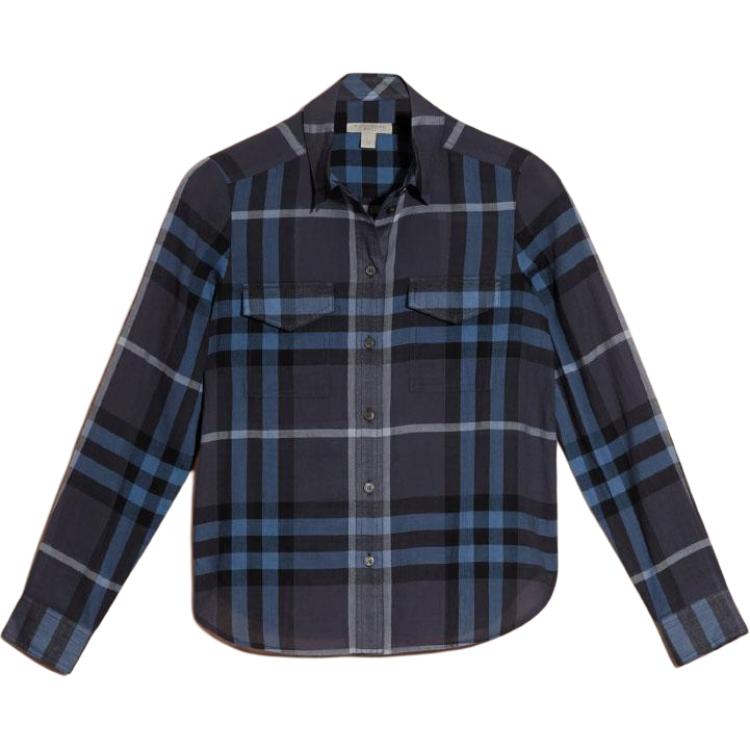 Женская рубашка Burberry Checked Shirt (темно-синяя)