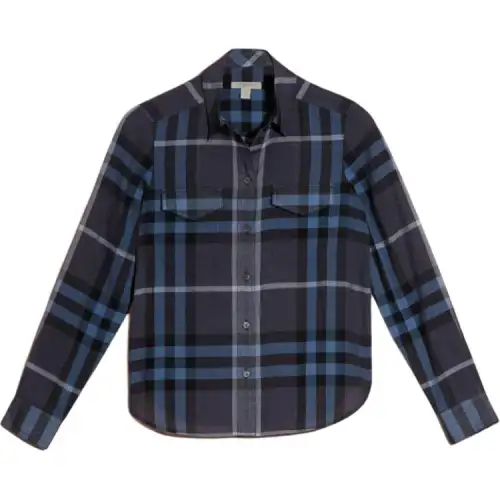 Burberry Shirts Women's Night Blue Lapel Moderate Other
