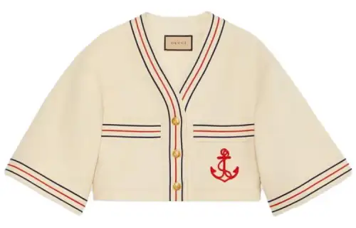 GUCCI Anchor Embroidered Patch Detail Gauze Shirt