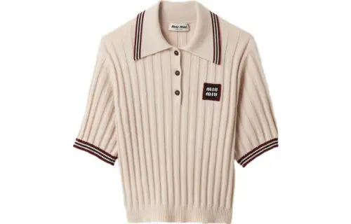 Miu Miu ribbed-knit cashmere polo shirt