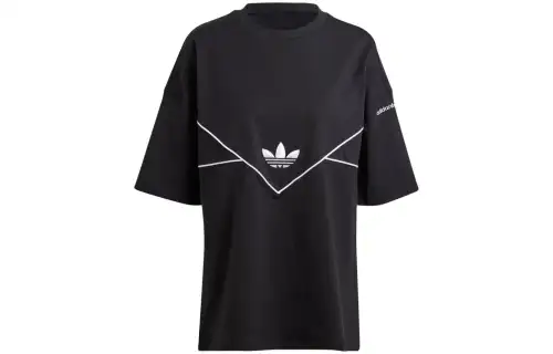 Adidas Originals T Shirts Women's Black Crew Neck Moderate Straight Fit